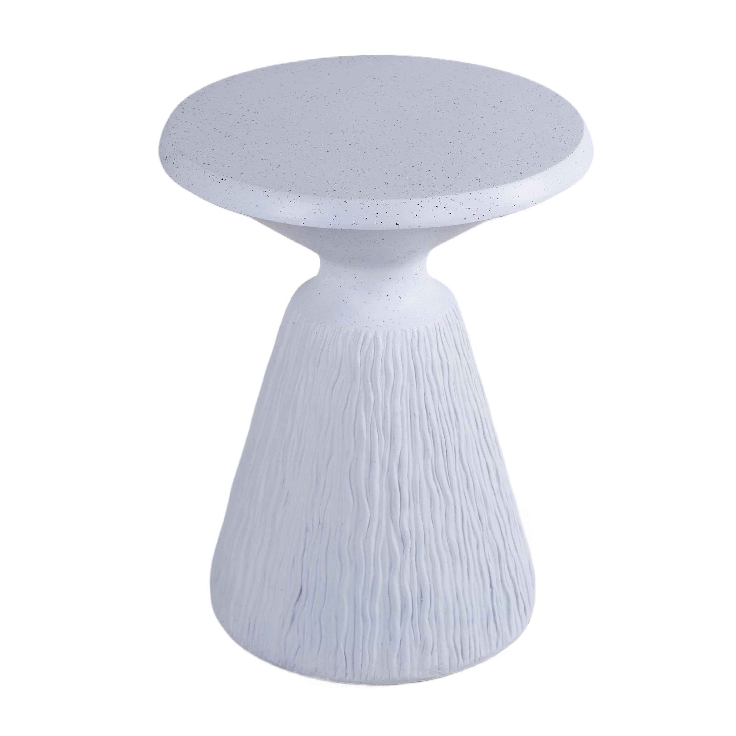 Cement Side Table, Modern Small Round Accent End Table for Patio Garden Backyard Outdoor Rest Area, Aqua Grey