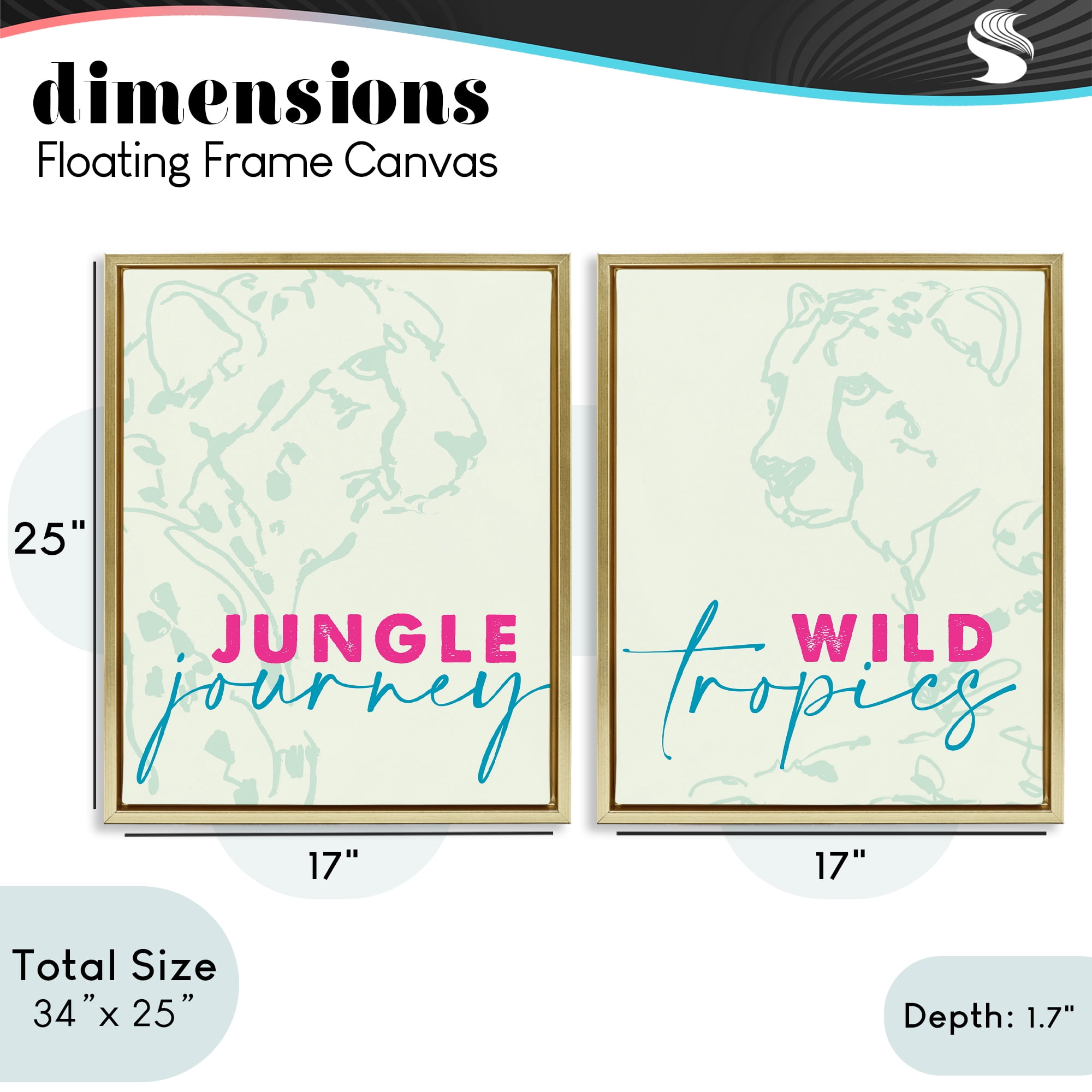Stupell Industries Wildlife Phrases Cheetahs 2 Piece Gold Framed Floater Canvas Set, design by Lanie Loreth