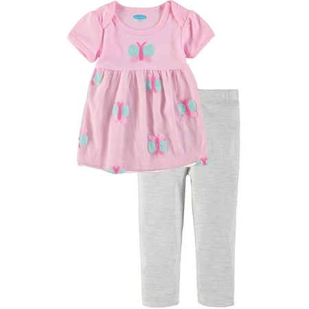 Bon Bebe Girls 12-24 Months Butterfly Pant Set (Pink 12 Months)
