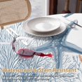 thumbnail image 4 of Summer Ocean Round Tablecloth 60 inches Nautical Sea Watercolor Orange Blue Starfish Corals Waterproof Oil-Proof Table Cloth Round Table Cover for Holiday Party Picnic Dinner Decor Indoor Outdoor Use, 4 of 9