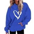 thumbnail image 1 of Penkiiy Sweat à Capuche Imprimé Col Rond pour Femmes, Manches Longues, 3TG Bleu, 1 of 5
