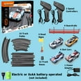 thumbnail image 5 of Juegos de pistas de carreras eléctricas para niños y niños que incluyen 4 coches de ranura escala 1:43 y 2 controladores, juguetes de regalo para niños, 5 of 5