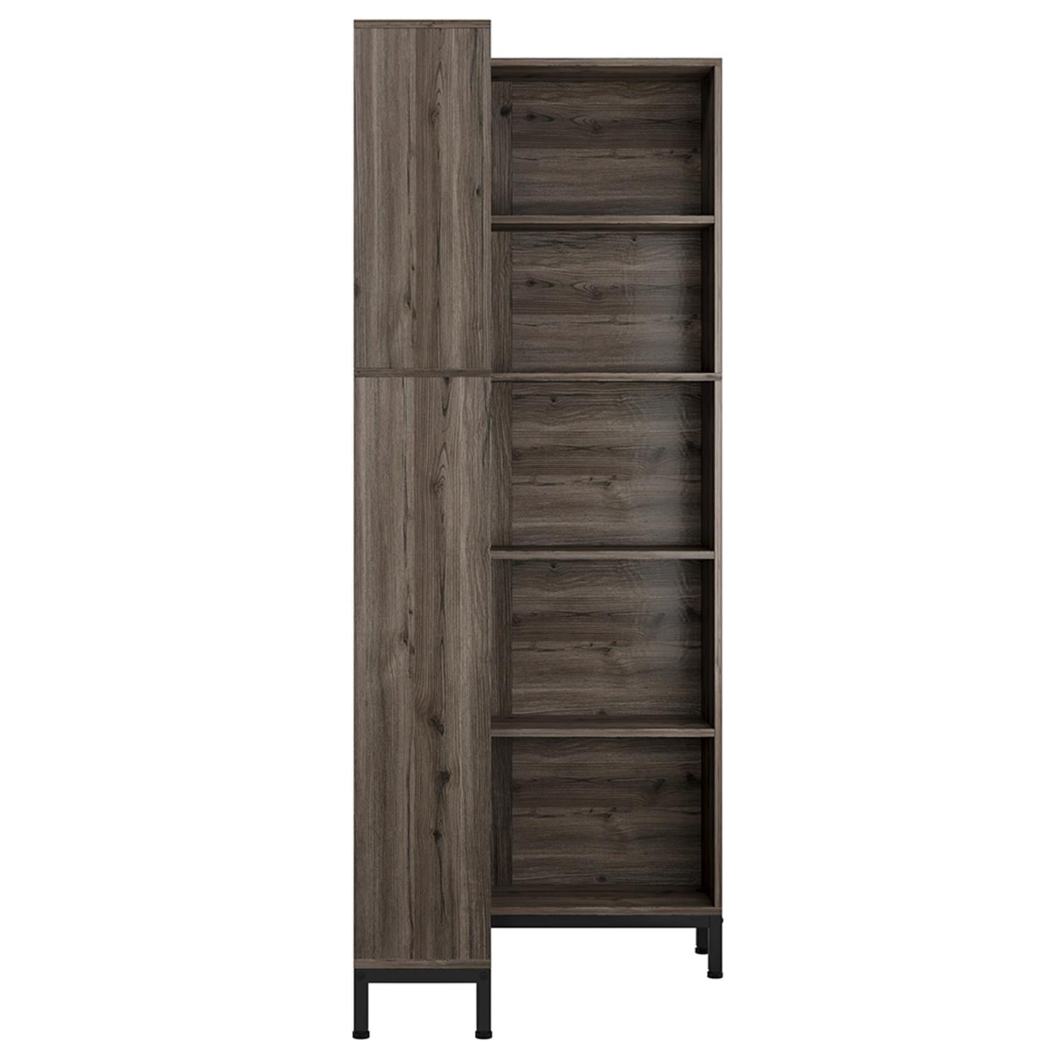 Demi Bonn 6-Tier Bookcase, Wood Bookshelf Storage Organizer, 71" Tall L-Shaped Etagere Display Standing Shelf Unit for Bedroom, Living Room, Gray