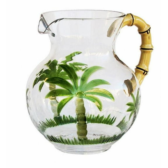 3 qt. Palm Tree Acrylic Pitcher, Clear & Green