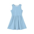 thumbnail image 4 of LTTVQM Sundresses for Girls Casual Solid Color Spring Dresses Comfy Sleeveless Midi Dress Vacation Crewneck Church Dress Light Blue 12-13 Years, 4 of 4