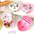 thumbnail image 2 of Joyero Portatil de corazon, con espejo, organizador kawaii en forma de corazon color rosa, 2 of 6