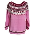 thumbnail image 5 of sususu Fall Sweaters for Women Oversized Knitted Cashmere Sweater Long Sleeve Mock Neck Fairisle Pattern Pullover Jumper Tops,A05-Pink,L, 5 of 5