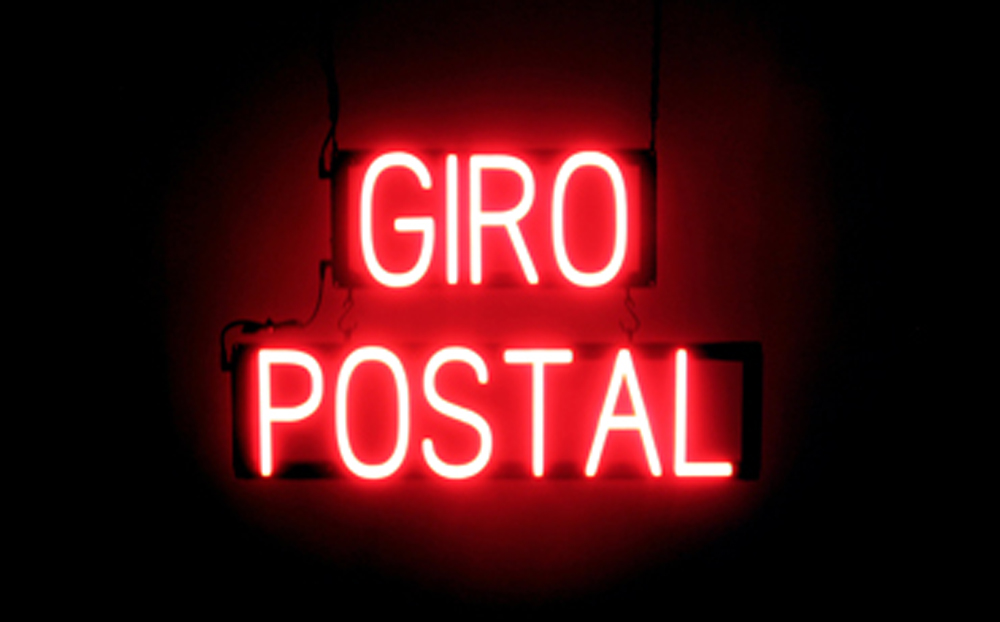 SpellBrite GIRO POSTAL LED Sign for Business. 24.0" x 15.0" Red GIRO