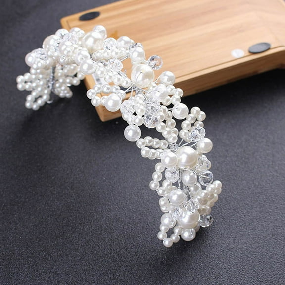 Bridal Wedding Headband Crystal Flower Tiara Crown Pearl Rhinestone Hair Band