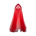 thumbnail image 2 of Fabrcox Halloween Holiday Full Length Hooded Cape, Unisex Adult Double Sided Reversible Mesh Cloak, Black Red Two Tone Garment for Masquerade Christmas Gathering Red, 2 of 5