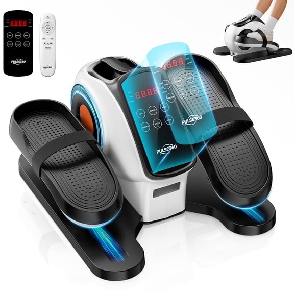 PULSE360 Under Desk Elliptical Machine, Electric Ellipse Leg Exerciser for Seniors with 15 Adjustable Quiet Portable Elliptical Machine, Seated Pedal Exerciser with Remote Control