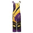 thumbnail image 4 of Awdenio Ladies Sleeveless Romper Dressy Adjustable Straps Mardi Gras Overalls Off-Shoulder Mask Print Cotton Linen Jumpsuit, 4 of 5