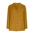 thumbnail image 6 of Nfurl Womens Plus Size Button Down Shirts Dressy Casual Long Sleeve Shirt Lightweight Solid Color V Neck Tops for Work Office Going Out Top Gold XXXL, 6 of 7