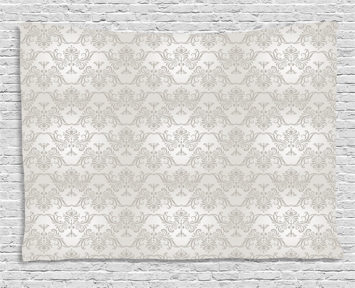 Grey Tapestry, Vintage Rococo Motifs Inspired by Antique Damask Style