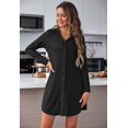 thumbnail image 3 of Oudiya Womens Button Down Night Shirt Long Sleeve Nightgowns Ribbed Knit V-Neck Sleepwear Pajama Dress, S-XXL, 3 of 6