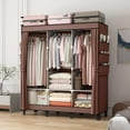 thumbnail image 2 of Portable Closet, Clothes Storage Box, Simple Wardrobe for Hanging Clothes, Multiple Shelves and 3 booms,18 Side Pockets 51" W*17.7" D*67.7" H (Coffee), 2 of 8