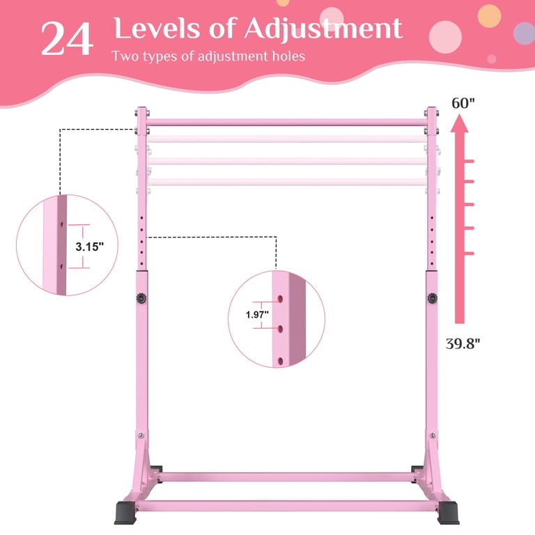 Primy Gymnastics Bar, Adjustable Height, Pink photo 8