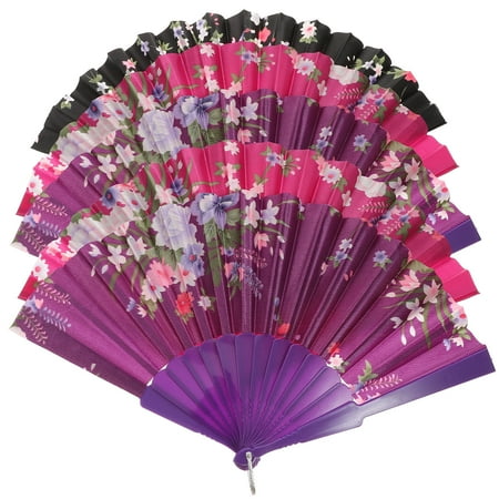 

5pcs Peacocks Pritnted Fan Dancing Fan Classical Craft Folding Fan Foldable Fan
