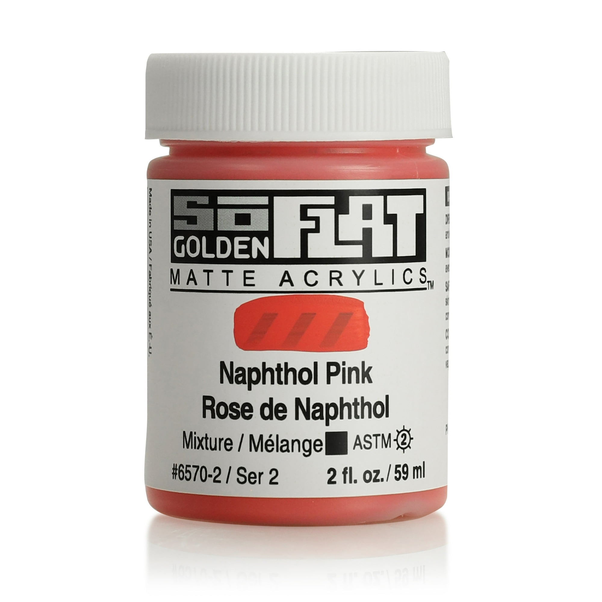 Golden SoFlat Matte Acrylic, 2 oz. Jar, Naphthol Pink