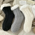 thumbnail image 6 of 3 pairs of twisted, thickened fleece socks, extra-thick and warm for winter, perfect for keeping your feet warm and providing warmth outdoors., 6 of 15