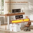 thumbnail image 3 of Farmhouse L Shaped Standing Desk with 4 Drawers and Storage Cabinet, Height Adjustable Computer Desk with Led Lights, Home Office Desk, 3 of 7