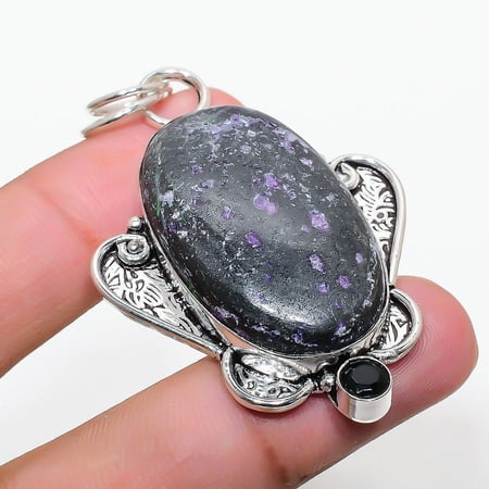 Russian Charoite, Spinel Gemstone 925 Sterling Silver Jewelry Pendant 2.36"