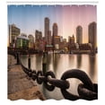 thumbnail image 3 of Ambesonne Massachusetts Shower Curtain, Fan Pier Park Sea, 69"Wx70"L, Multicolor, 3 of 3