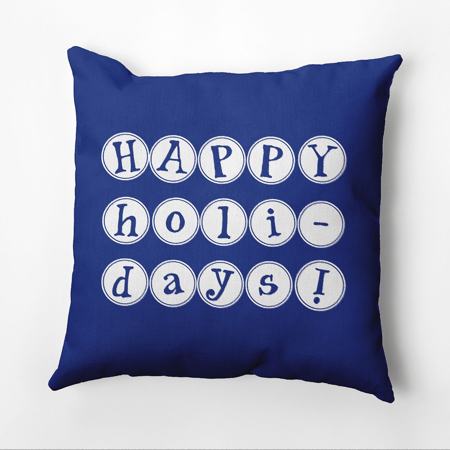 Simply Daisy 16" x 16" Happy Holidays Polyester Indoor/Outdoor Pillow, Royal (1 count)