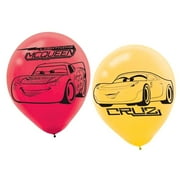 Disney Pixar Cars 3 Lightning McQueen and Cruz Red and Yellow Latex Party Balloons, 6 count