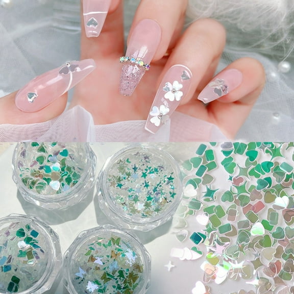 opvise 1 Box Nail Decoration Sparkling Stunning Visual Effect Vivid Color 6 Styles Butterfly Love Heart Nail Sequins Manicure Design Nail Supplies