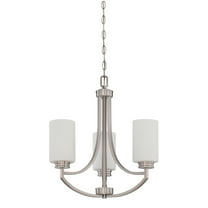 Luminance Sunset Lighting F18003-80 Dalton Three Light Chandelier- Opal Etched Glass, Dimmable - With Bright Satin Nickel Finish