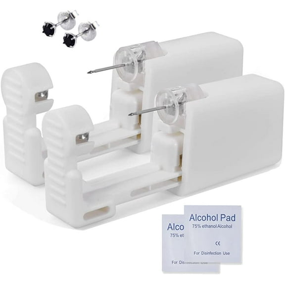 2 Pack 4mm Ear Piercing Kit with Cubic Zirconia Stud Earrings Ear Piercing Gun