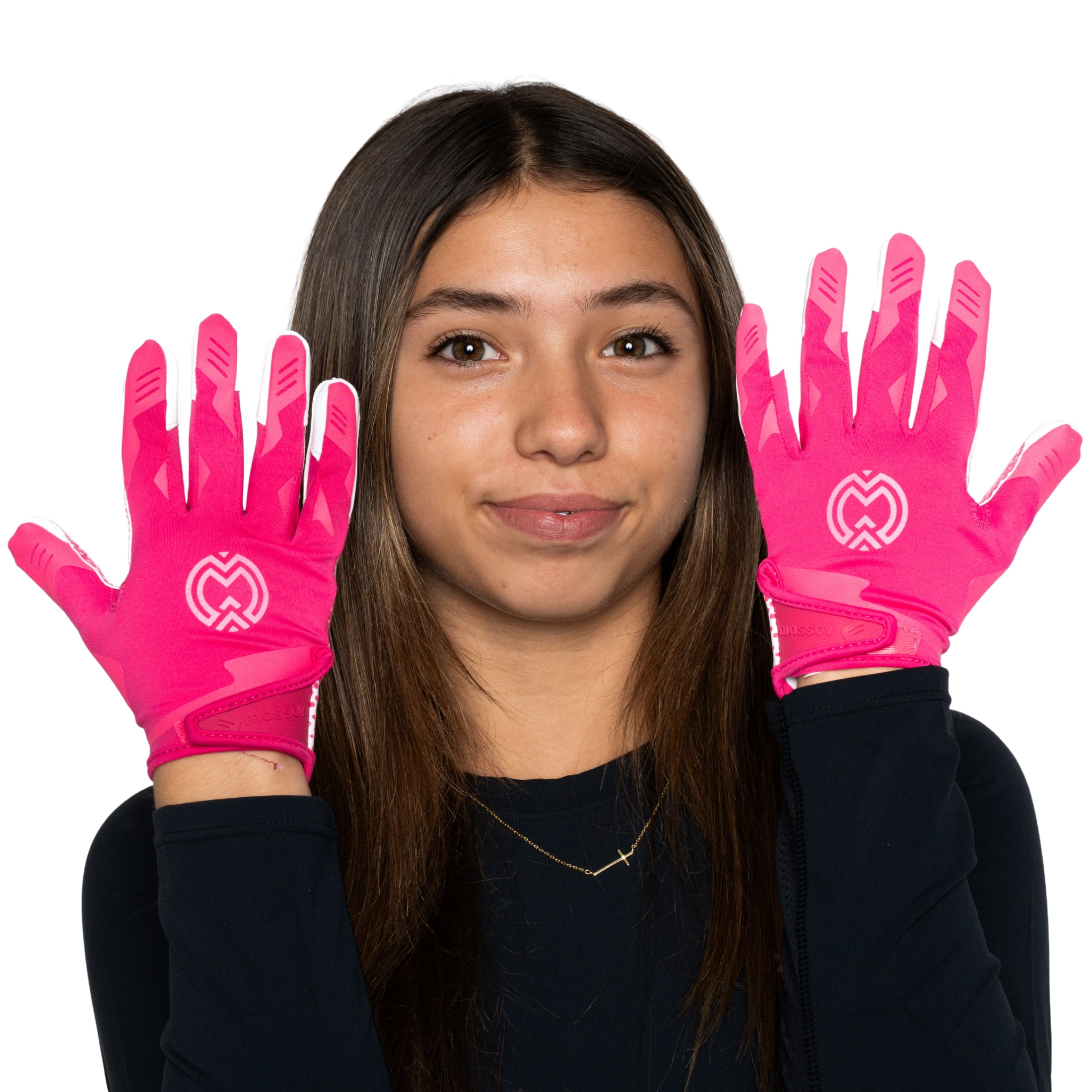 Massov VPRO3 Youth Football Glove, Child Receiver Glove, Pink, Small