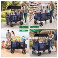 thumbnail image 2 of Vomeast Upgrade Wagon Stroller for 4 Kids, 4-Seater Outdoor Baby Stroller Wagon with Canopy, 5-Point Harness, Adjustable Handle(Blue), 2 of 12