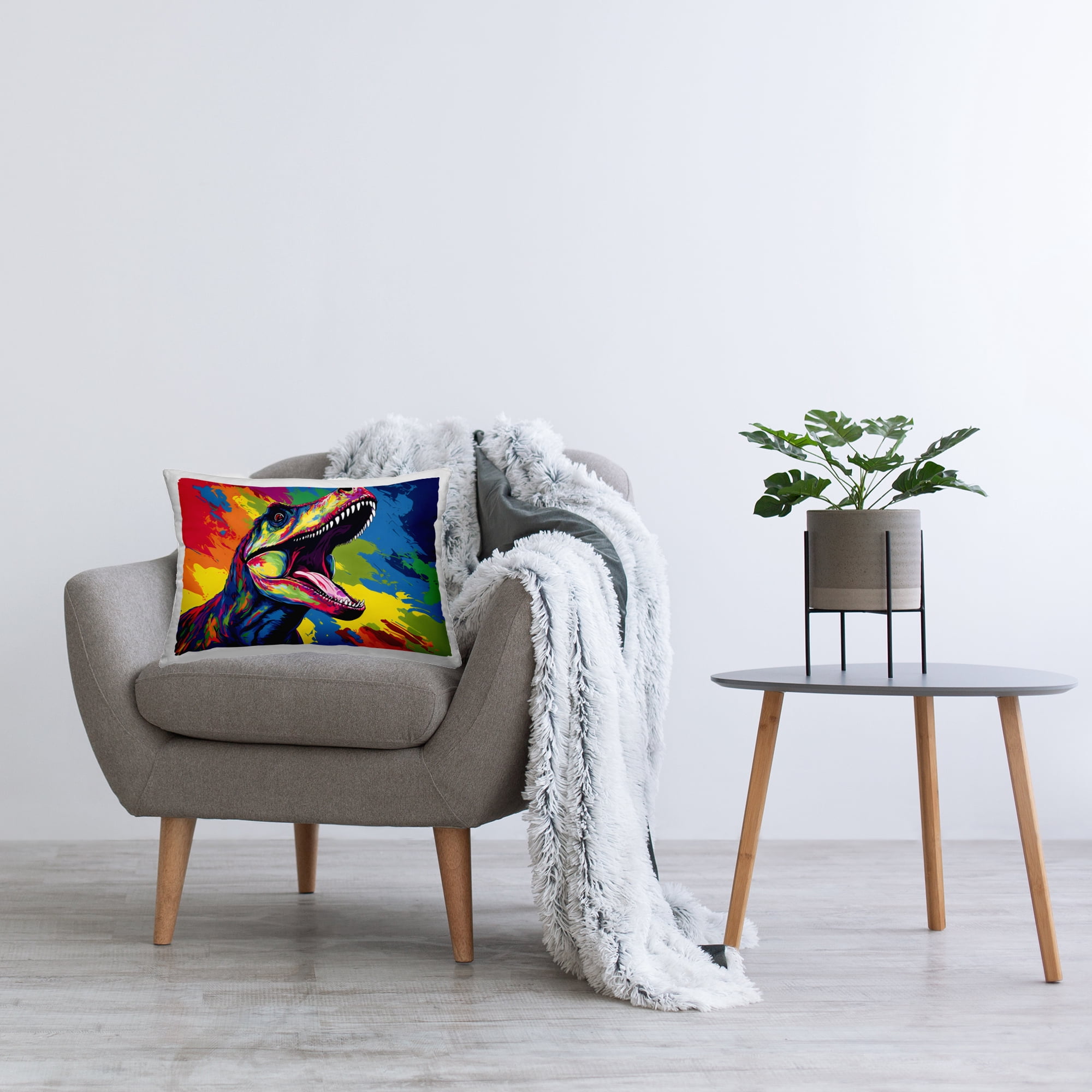 Stupell Industries Brightly Colored Dinosaur Decorative Printed Throw Pillow, design by Creative Studio