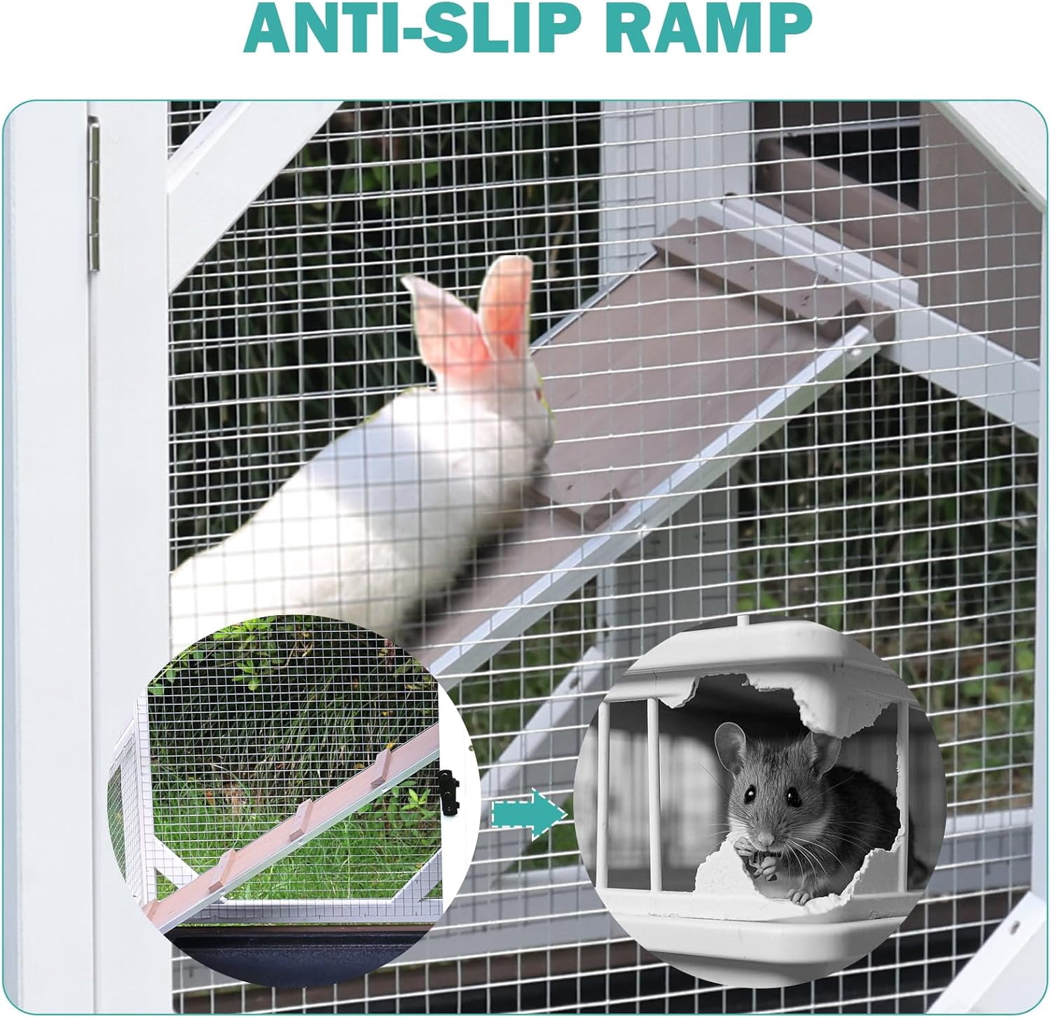 Aivituvin 2-Story Rabbit Hutch Bunny Cage Wooden Rabbit Cage Indoor/Outdoor with Chew-Proof Ramp, 2 Leak-Proof Pull-Out Trays, Lockable Wheels for Rabbits, Guinea Pigs, Small Animals Brown