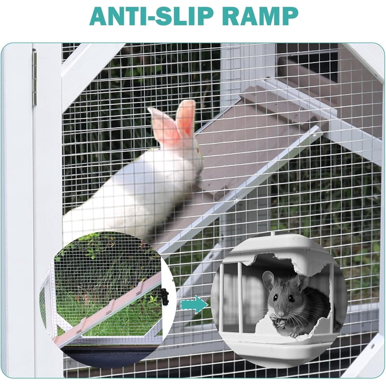 Two-Story Wooden Rabbit Cage with Leak-Proof Trays photo 7