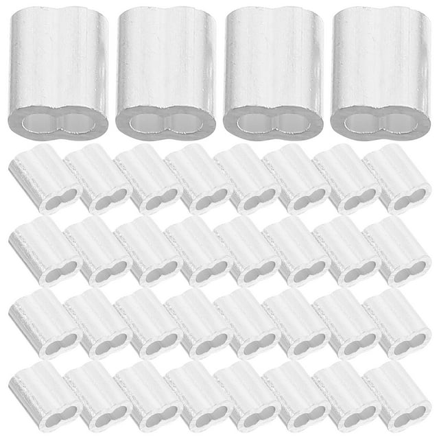 Miangastore 200pcs Cable Crimps Wire Ferrules Rope Steel Cable Aluminum Crimping Loop Sleeve Steel Cable Double Ferrule Wire Rope Cable Clamps (Silver)