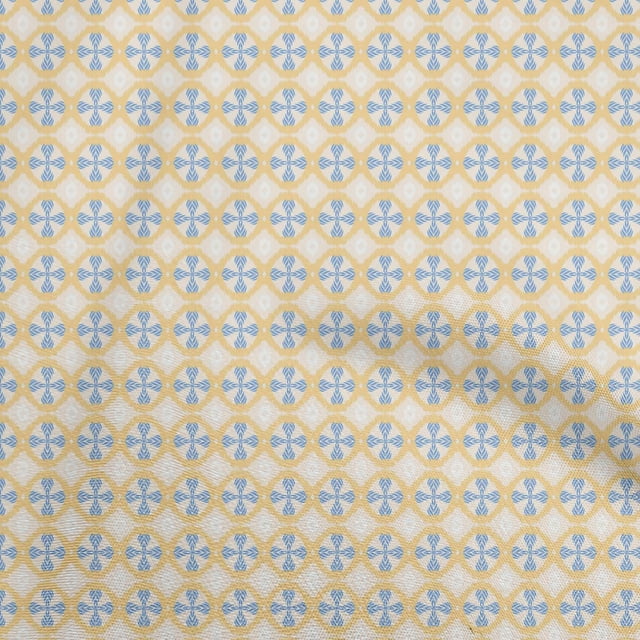 oneOone Cotton Poplin Yellow Fabric Asian Ikat Sewing Craft Projects Fabric Prints By Yard 42 Inch Wide