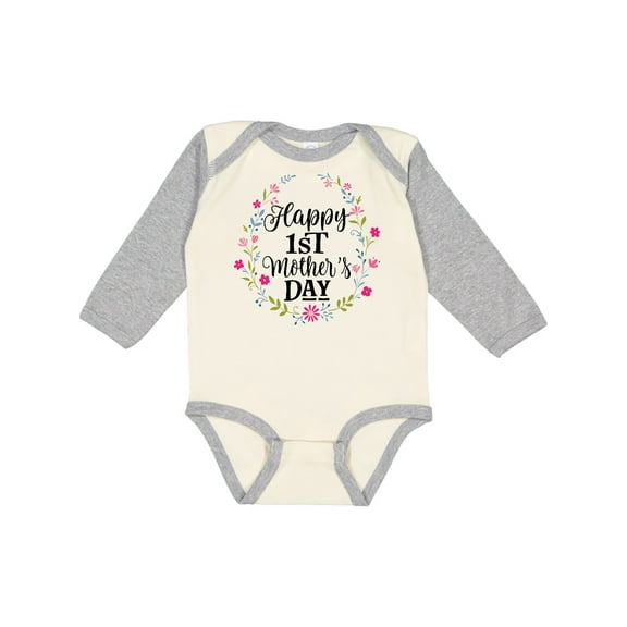 Inktastic Happy 1st Mothers Day Girls Girls Long Sleeve Baby Bodysuit