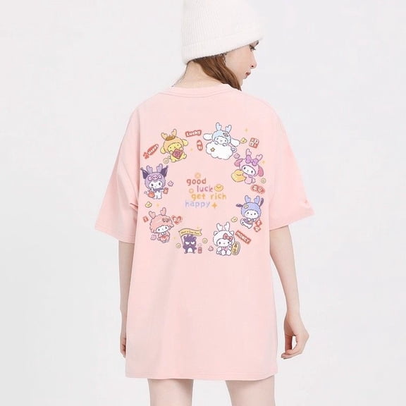 Kuromi Tee Shirt Summer Ladies Clothes Cotton Short Sleeve T-Shirts Cartoon Tshirts Casual Fashion Cute Tops