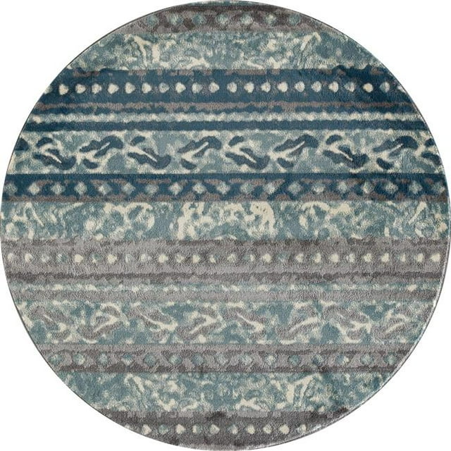 Art Carpet 21858 5 ft. Novi Collection Flowing Woven Round Area Rug, Blue
