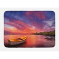 thumbnail image 1 of Sunset Bath Mat, Enchanted Coast with a Rowboat under Magical Hazy Sky Peaceful Nature Image, Non-Slip Plush Mat Bathroom Kitchen Laundry Room Decor, 29.5 X 17.5 Inches, Pink and Purple, Ambesonne, 1 of 2