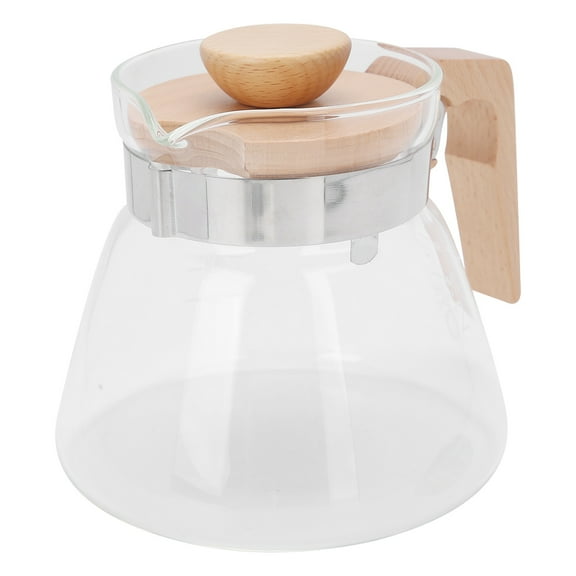 Pour Over Coffee Maker 600ml Glass Coffee Server Pot with Wooden Handle Lid for Home Office
