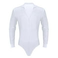 thumbnail image 4 of Doomiva Men's Shiny Rhinestones Unitard Long Sleeve Ballroom Modern Latin Dance Bodysuit Leotard White XXL, 4 of 7