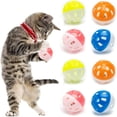thumbnail image 1 of HLONK 10 Pieces Pet Cat Kitten Play Balls with Jingle Bell Pounce Chase Rattle Toy Random Color, 1 of 8
