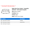 thumbnail image 2 of Right Valve Cover Gasket - Compatible with 2012 - 2016 Audi A7 Quattro 2013 2014 2015, 2 of 2
