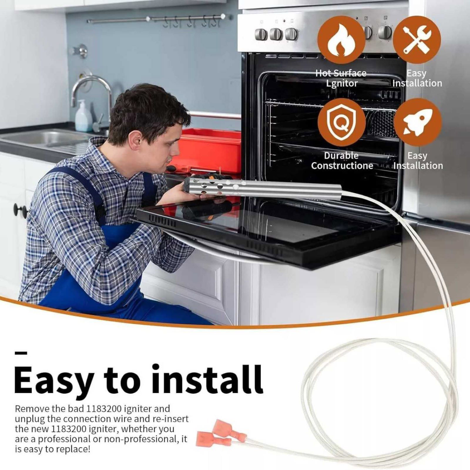 APPLAYERR Electric Spark Ignitor Hot Surface Metal White for Southbend Range 1183200 SLGB SLGS Series Gas Burners
