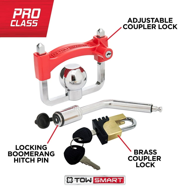 TowSmart Locking Boomerang Hitch Pin and Coupler Lock TowSmart Locking Boomerang Hitch Pin and Coupler Lock
