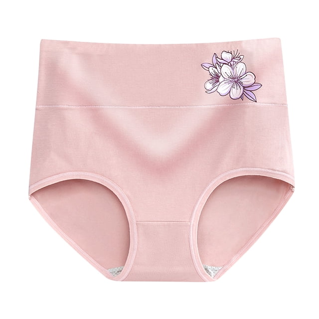 Ropa Interior dama Gibobby Bragas Cintura alta Tamaño Algodón en 3D Color sólido para mujer Rosa XXL